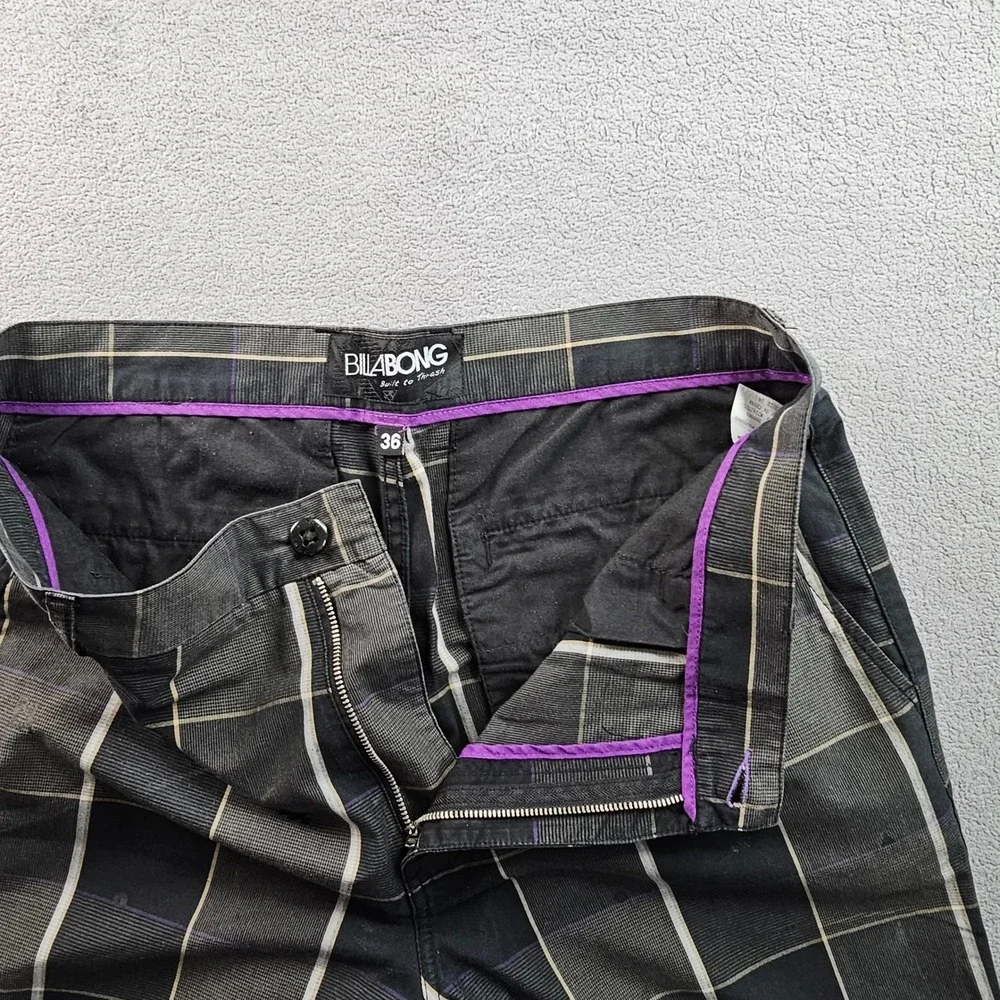 Billabong Golf Shorts Mens 36 Black Gray Plaid Performance‎ Regular Fit Mid-Rise